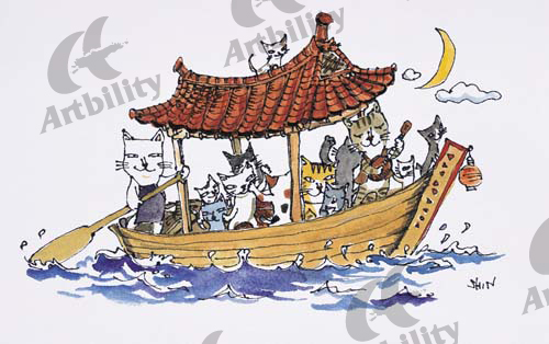 登録作品の屋台舟のネコたち