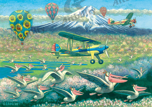 登録作品の飛行機とペリカンそして富士