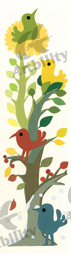 登録作品の鳥と木の春夏秋冬
