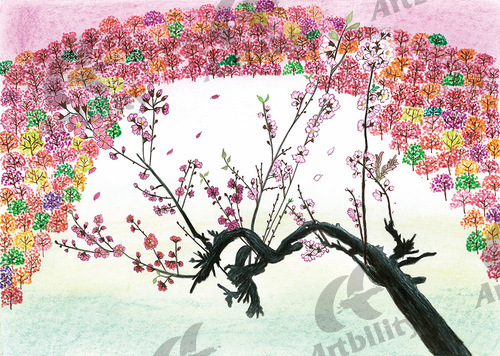 登録作品の山の桜